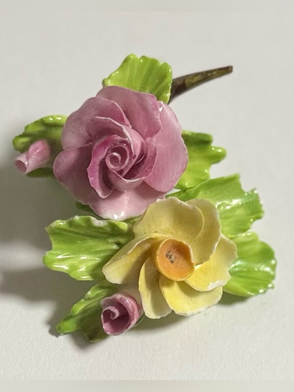 Vintage SylvaC Bone China Flower Brooch Lot of 2 England